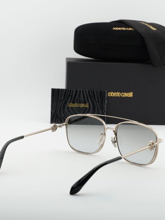 Roberto Cavalli SRC059M 8FFX Aviator Sunglasses - Gold / Grey